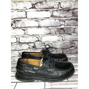 Mephisto Spinnaker Black Leather Air-Relax Lace Boat Shoes Men Sz 11.5M US/45EU